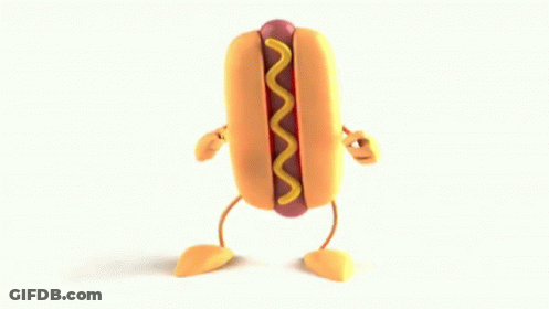 Cartoon Hot Dog With Arms And Legs Pointing GIF