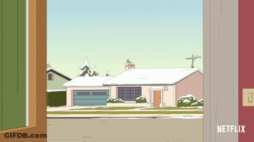 Cartoon House With Netflix Logo GIF