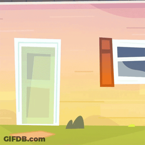 Cartoon House With Open Door And Window GIF