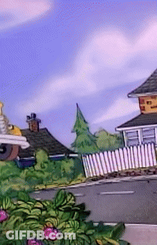 Cartoon House With White Picket Fence GIF