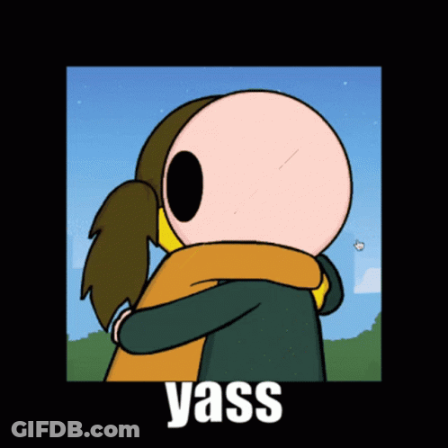 Cartoon Hugging People Yass GIF