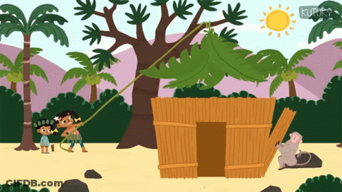 Cartoon Hut Saying Kutuky GIF