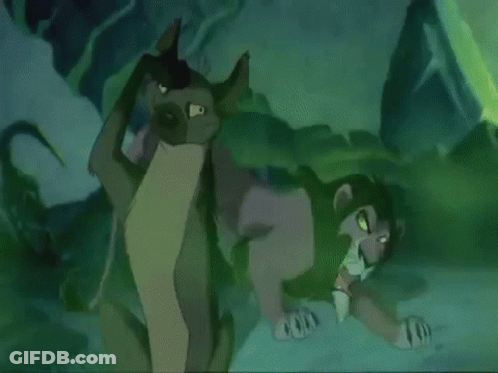 Cartoon Hyena Smiling Person Holding Its Head GIF