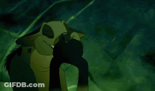Cartoon Hyena With Mouth Open And Yellow Eyes GIF