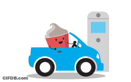 Cartoon Ice Cream Cup Driving A Car GIF
