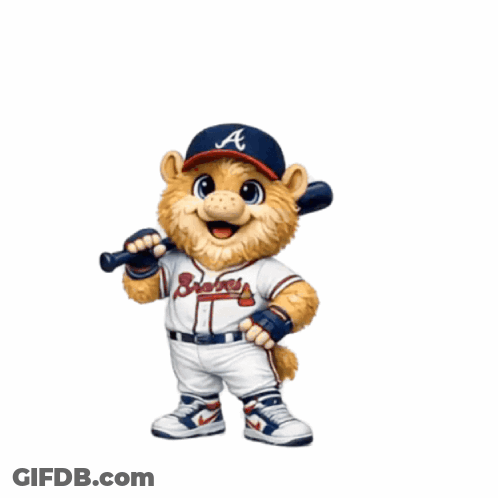 Cartoon In Baseball Uniform Holding Bat GIF