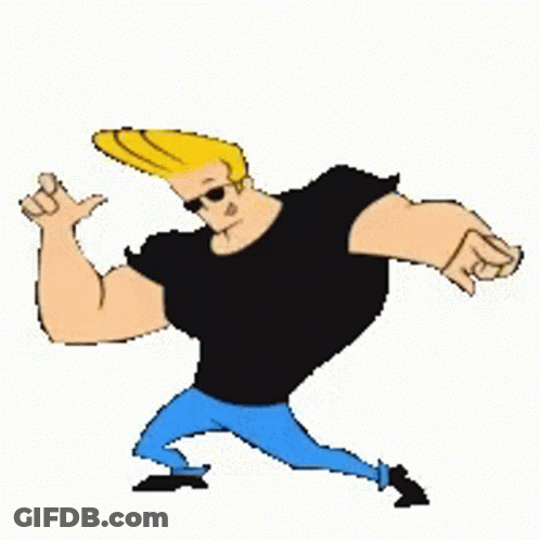 Cartoon In Black Shirt And Blue Jeans Pointing GIF