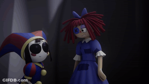 Cartoon In Blue Dress Hugging Character In Red White And Blue Outfit GIF