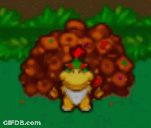 Cartoon In Diaper Standing In Front Of Dirt And Grass GIF
