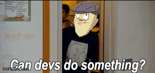 Cartoon In Metallica Shirt Saying Can Devs Do Something GIF