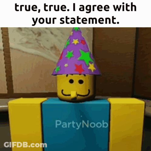 Cartoon In Party Hat True True I Agree GIF