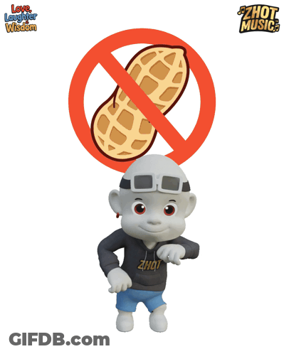 Cartoon In Zhot Sweatshirt In Front Of No Peanut Symbol GIF