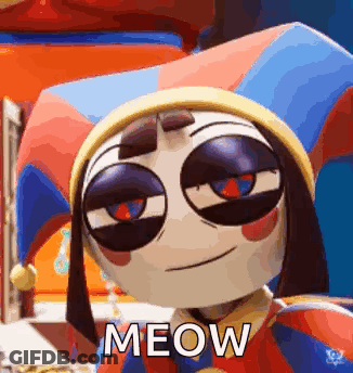 Cartoon Jester With Sunglasses Saying Meow GIF