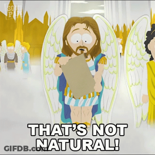 Cartoon Jesus Holding Paper Saying That's Not Natural GIF