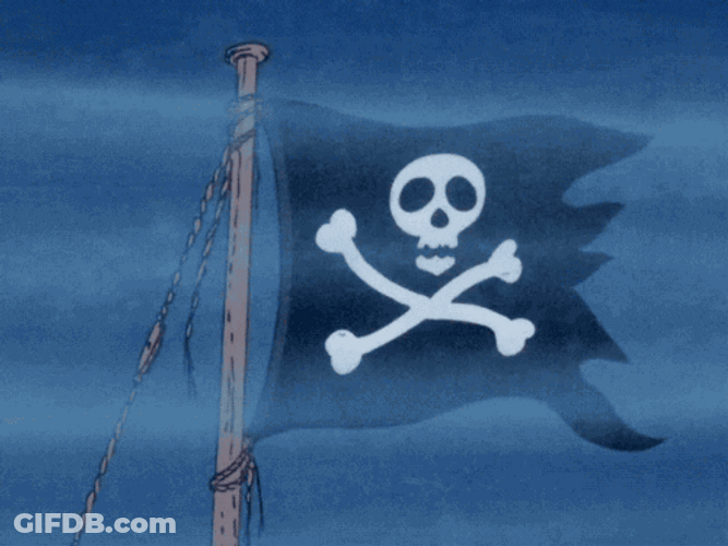 Cartoon Jolly Roger In Fog GIF