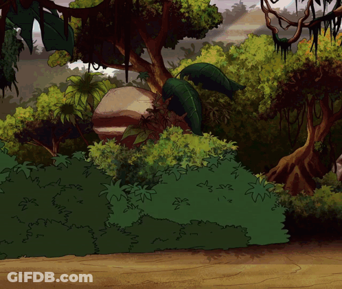 Cartoon Jungle With Trees And Plants GIF