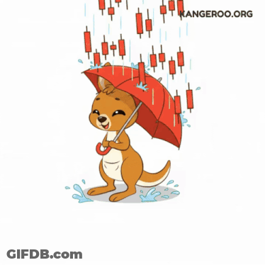 Cartoon Kangaroo Holding Umbrella GIF