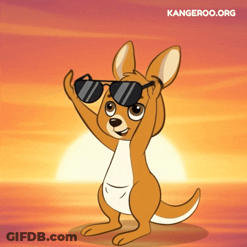 Cartoon Kangaroo In Sunglasses At Sunset GIF