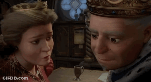 Cartoon King And Queen Sitting At Table With Wine GIF