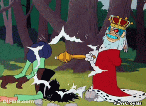 Cartoon King With Crown And Sword GIF