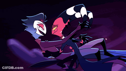 Cartoon Kissing With Purple Background GIF