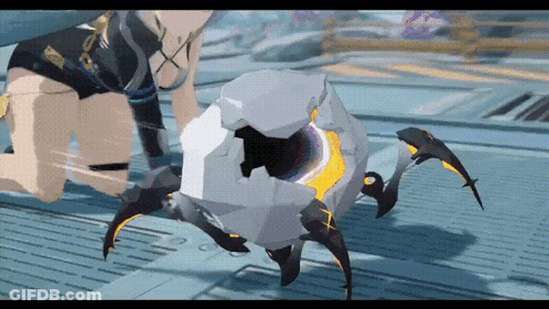 Cartoon Kneeling Next To Giant Robot GIF