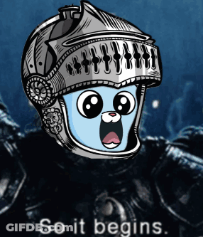 Cartoon Knight Helmet Saying So It Begins GIF
