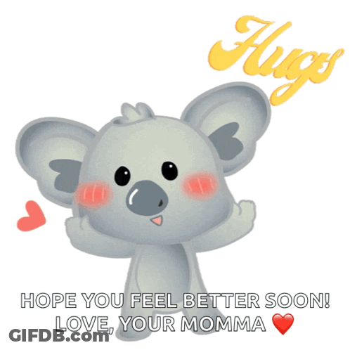 Cartoon Koala Bear Hope You Feel Better Soon Love Your Momma GIF