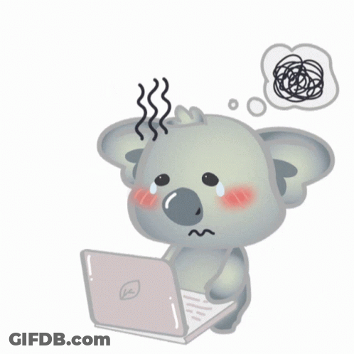 Cartoon Koala Bear Sitting In Front Of Dell Laptop GIF
