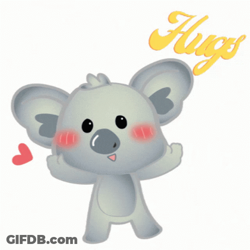 Cartoon Koala Bear Standing In Front Of Hugo Sign GIF