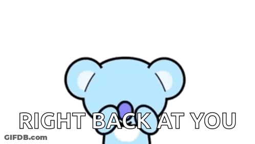 Cartoon Koala Bear With Hearts Saying Right Back At You GIF