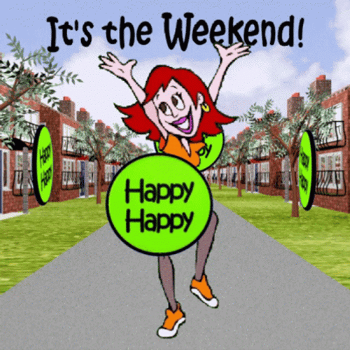 Cartoon Lady Dancing Weekend GIF