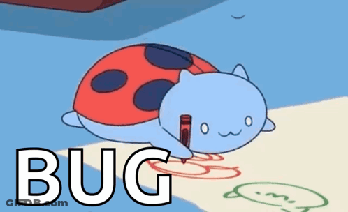Cartoon Ladybug Laying On Ground With Word Bug GIF