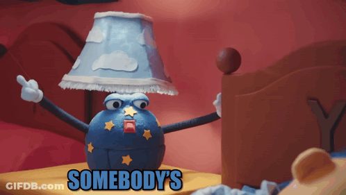 Cartoon Lamp With Somebody Written Below GIF