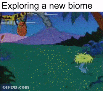 Cartoon Landscape Exploring A New Biome GIF