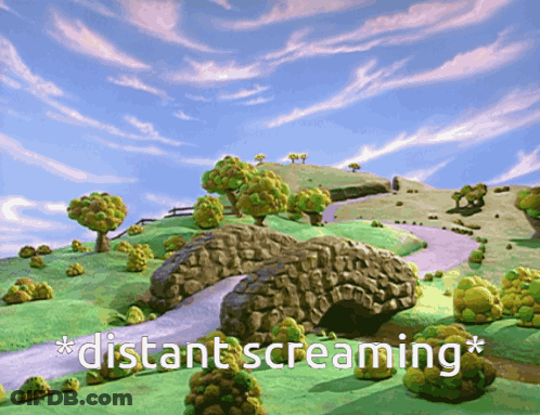 Cartoon Landscape With Distant Screaming GIF