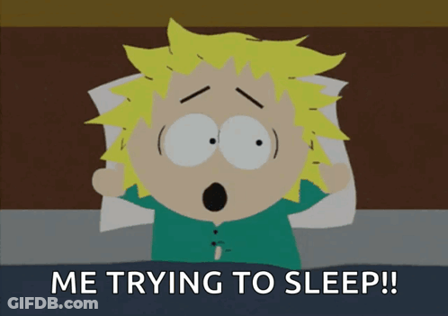 Cartoon Laying In Bed Saying Me Trying To Sleep GIF