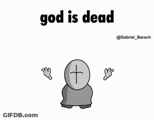 Cartoon Laying On Ground Saying God Is Dead GIF