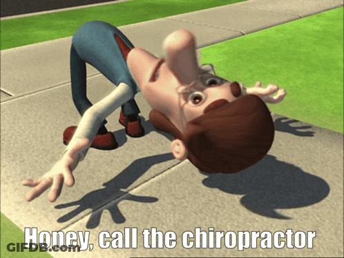 Cartoon Laying On Sidewalk Saying Honey Call The Chiropractor GIF