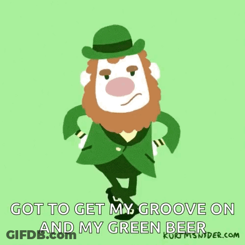 Cartoon Leprechaun Dancing On Green Background GIF
