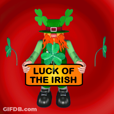 Cartoon Leprechaun Holding Luck Of The Irish Sign GIF