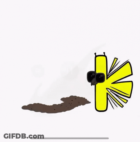 Cartoon Letter K With Bug On Top GIF