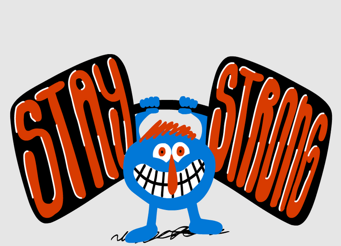 Cartoon Lifting Weights Stay Strong GIF