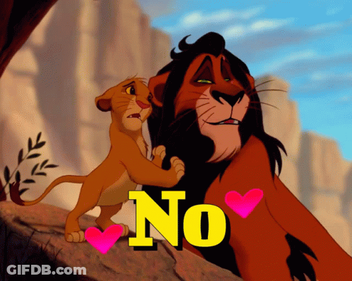 Cartoon Lion And Cub Saying No In Yellow GIF