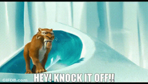 Cartoon Lion In Bathtub Saying Hey Knock It Off GIF