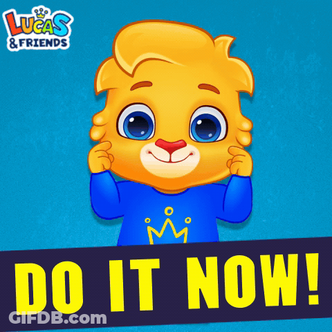 Cartoon Lion In Blue Shirt Lucas & Friends GIF