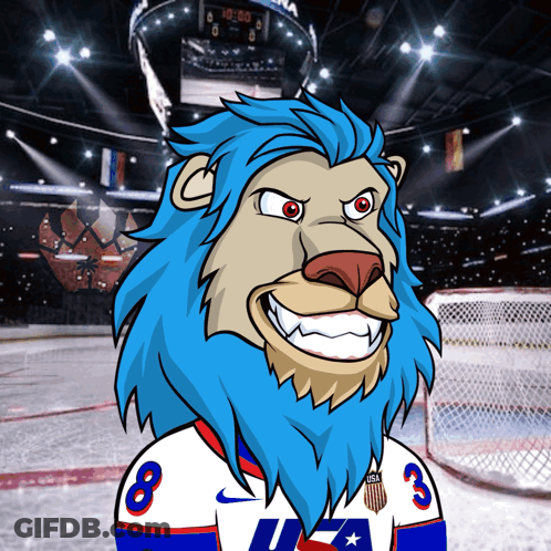 Cartoon Lion In USA Jersey Number 3 GIF
