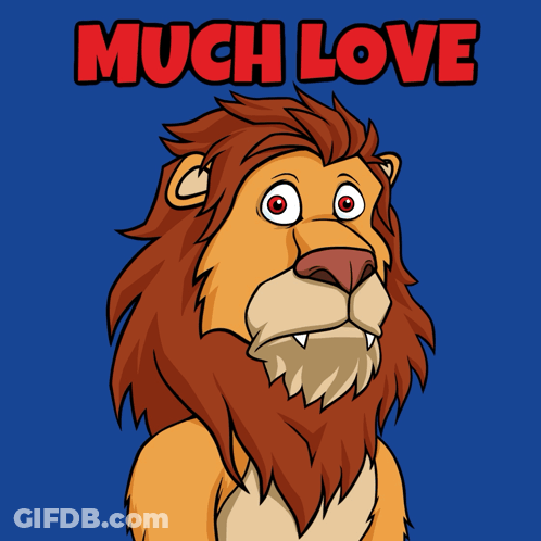 Cartoon Lion Pointing Much Love GIF