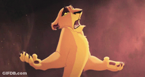 Cartoon Lion Roaring And Paws Out GIF