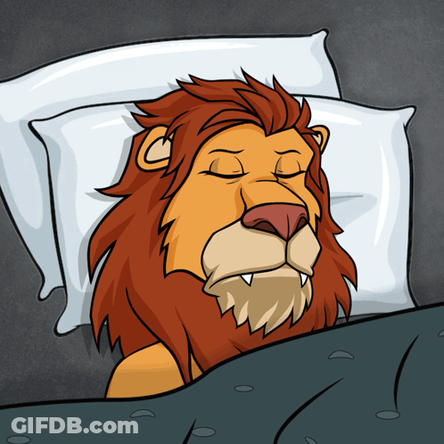 Cartoon Lion Sleeping In Bed GIF